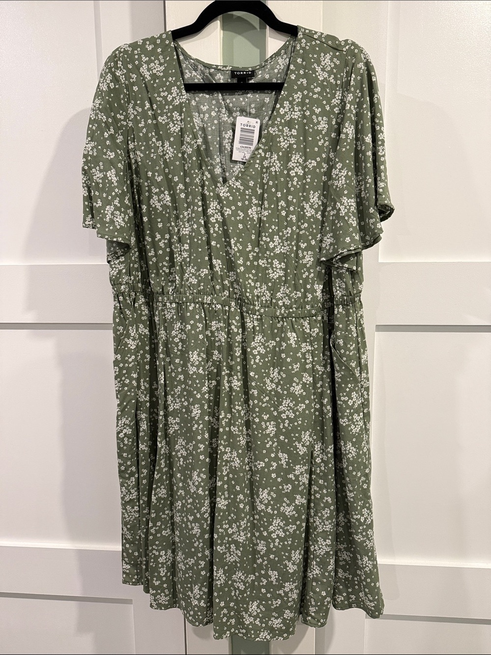 NWT Torrid Olive Green Floral Skater Dress